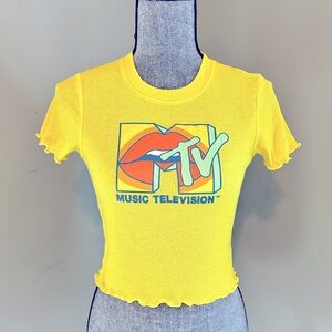 MTV Ribbed Graphic Short Sleeve T Shirt Size S